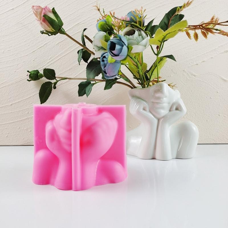 Силиконовая форма для цветочного горшка, бетонная цементная форма для горшка для растений, форма для цветочного горшка, форма для эпоксидной смолы, держатель для кистей для макияжа, форма-органайзер