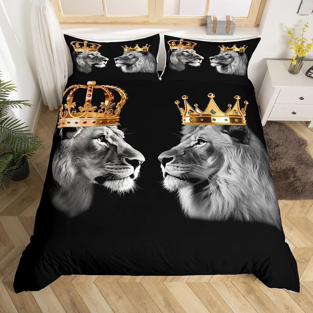 Luxury Crown Duvet Cover Set Vintage Red And Black Comforter Cover Romantic Wedding Queen King Bedding Sets Valentines Day Gift