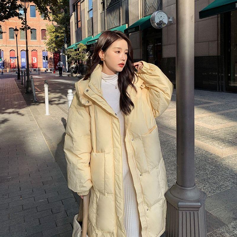 Yellow Down Padded Jacket Women's Mid-long Winter Padded Jacket Thicker Than The Knee Padded Jacket