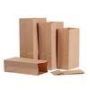 50pcs Square-bottom Kraft Paper Bag Not Oil Proof Takeout Bag Disposable Food Packaging Bag  Fruit