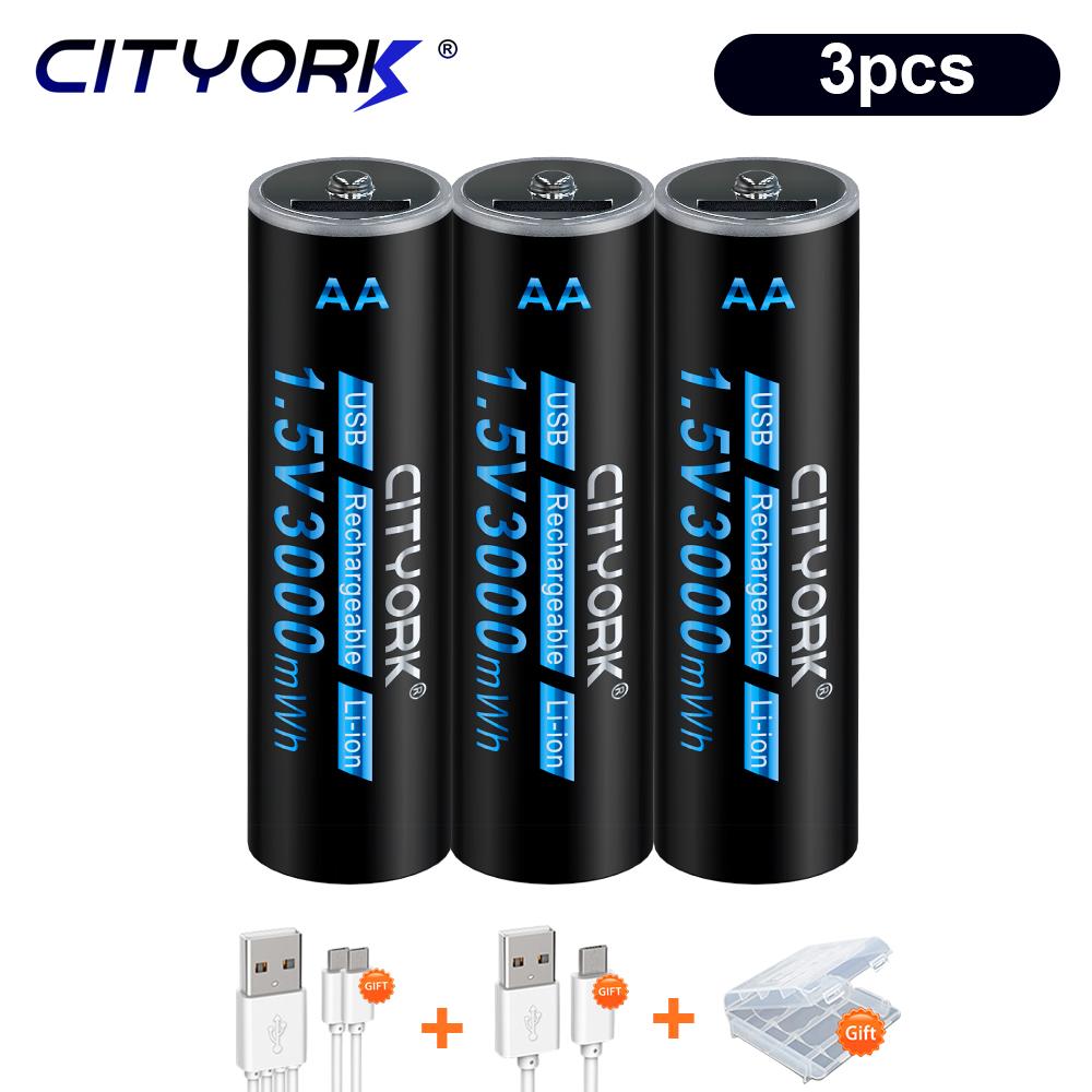 Литий-ионная батарея AA 1,5 В, 3000 мВтч, USB Литиевая аккумуляторная батарея AA, литий-полимерная батарея AA с USB-кабелем для мыши с дистанционным управлением