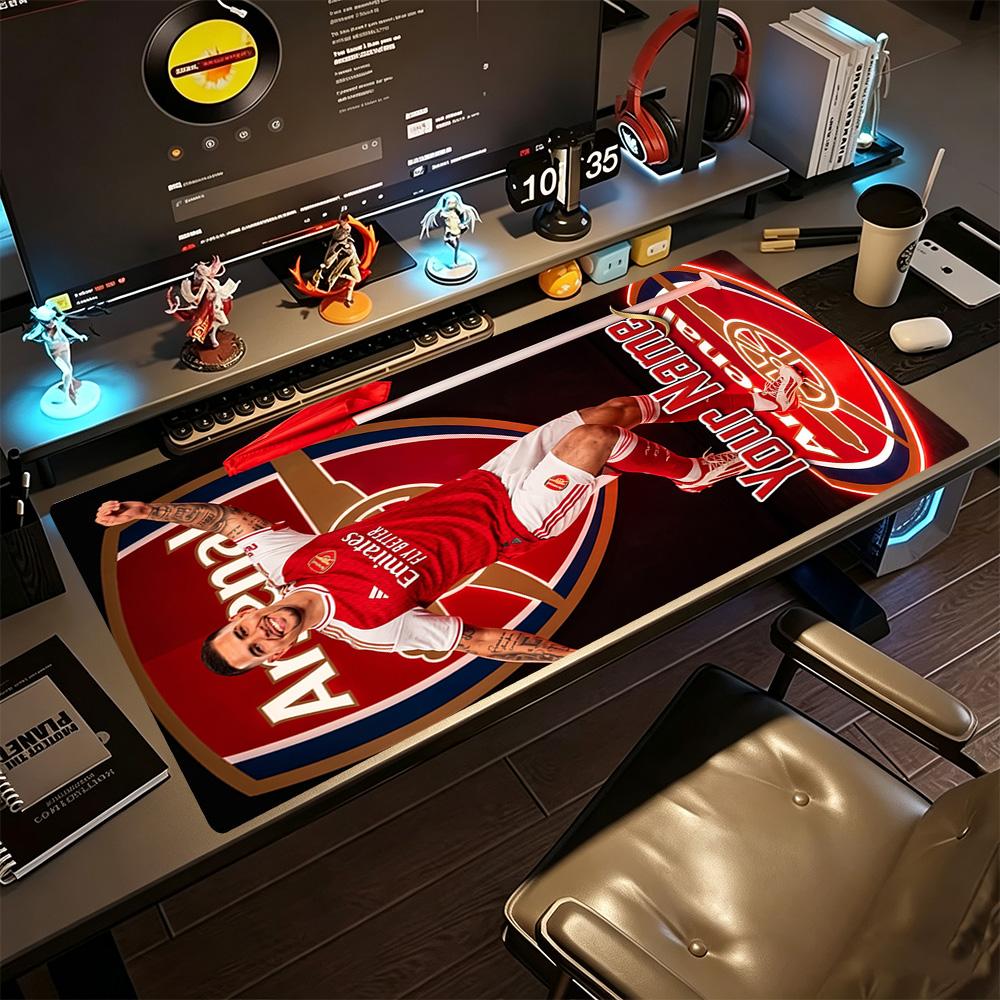 Arsenal Football Player Personalized Text Mouse Pad Keyboard Mat HD Print Desk Pad Non-Slip Rubber Base Perfect Gift for Gamers