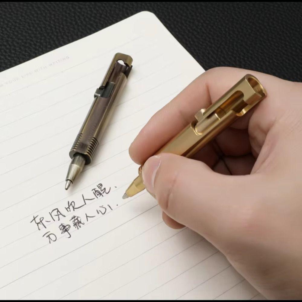 All-Metal Mini Brass Pen Easy Carry Neutral Ballpoint Pen Travel Pocket Pen Signature Gift