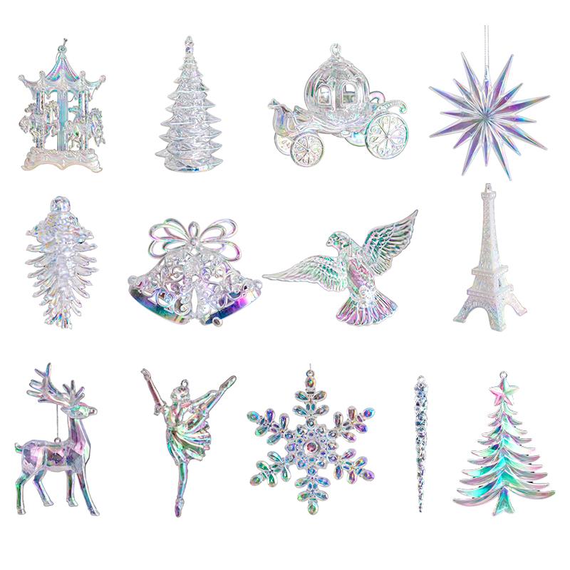 1 шт. Акриловые Подвески на Рождественскую Елку Разных Стилей Кристально Прозрачные Прозрачные Имитация Моделирования Домашнее Украшение Красочная Подвеска
