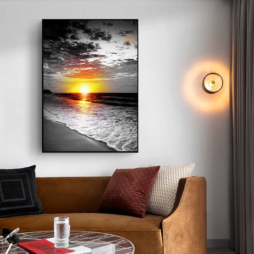 Ретро-арт уличный фонарь пейзаж холст картина морской закат плакат офис настенная живопись гостиная украшение дома фреска без рамки