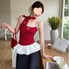 Red Polka Dot Halter Camisole - Women's Sleeveless Slim Fit Summer Top