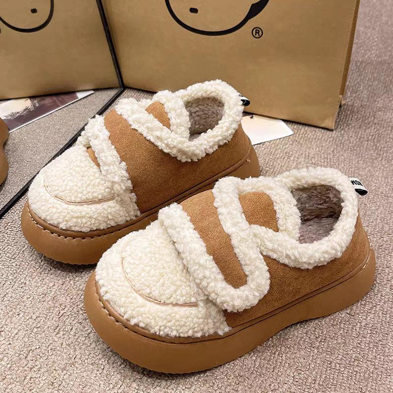 Модные зимние теплые меховые туфли для женщин, плюшевые домашние туфли, пушистые туфли из искусственного меха для дома и улицы, пушистые домашние гладкие тапочки