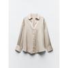 Za2024 Autumn New Women's Clothing Plaid Silk Satin Texture Classic Lapel Long Sleeve Shirt 8958581 250