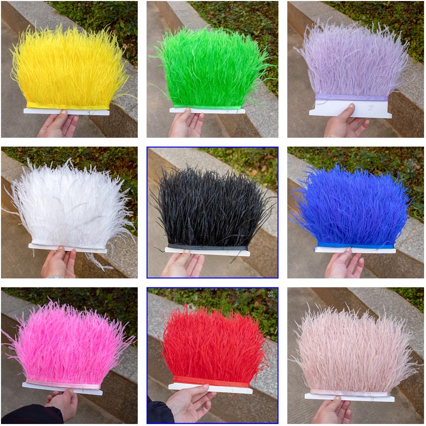 Перо 1 метр Цветные Натуральные Страусиные Перья Бахрома Отделка 8-10 см 10-15 см Лента Перья для Волос для Одежды Свадебный Декор Швейная Отделка