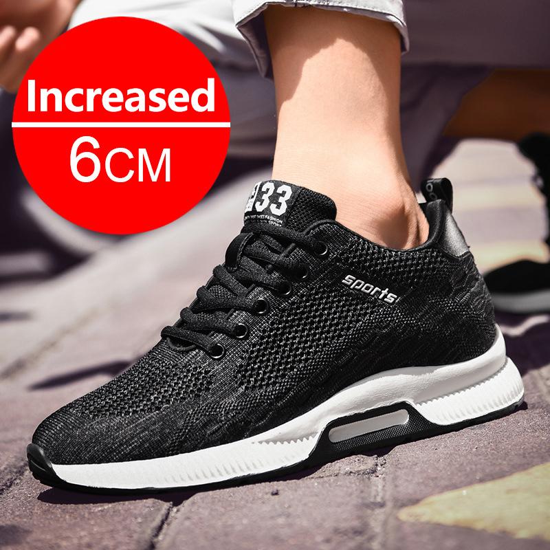 Men's Summer 6cm Height Increase Breathable Soft Mesh Casual Sneakers Lightweight Comfortable Elevator Shoes Outdoor Lift Sports