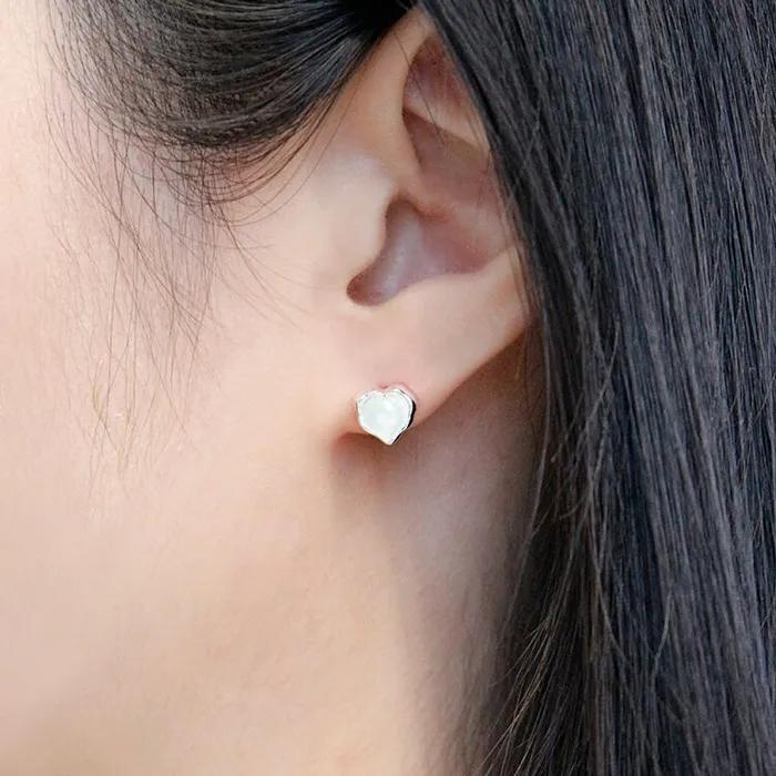 Серьги-сердечки из серебра 925 пробы Birthstone Heart Earrings Lovemuu/ Серьги с драгоценными камнями Lovemuu