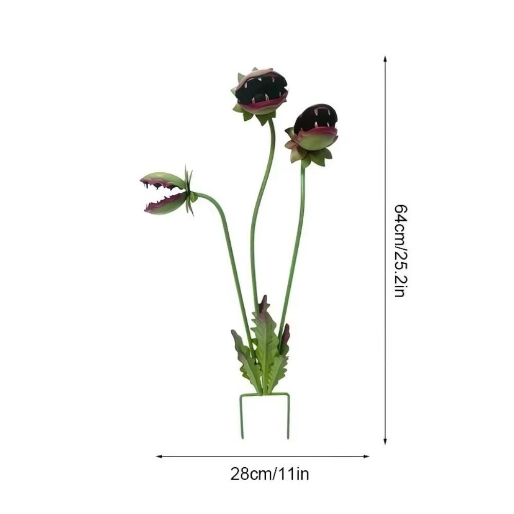 Metal Carnivorous Plant Garden Stake, Handmade Iron Large Venus Flytrap Monster Plant Sculpture,Whimsical Flower Outdoor Decor,for Flower Beds,