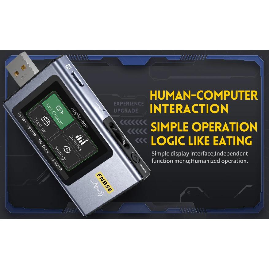 FNIRSI FNB58 FNAC-28USB Tester Type-C Voltmeter Ammeter Fast Charging Protocol Trigger Ripple Capacity Power Bank Measuring Tool