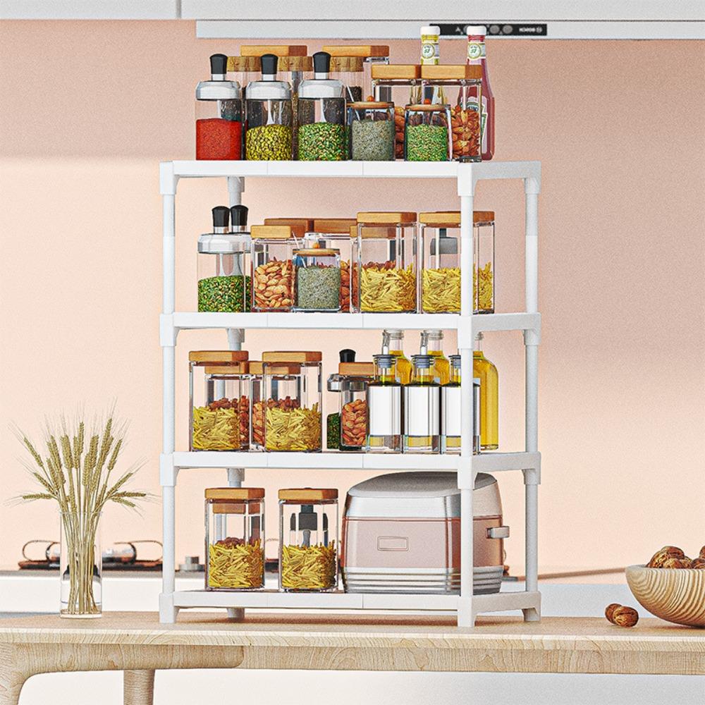 4-уровневая полка для хранения в ванной комнате, полка для хранения приправ на кухне, высокая грузоподъемность, многофункциональная полка для закусок и всякой всячины