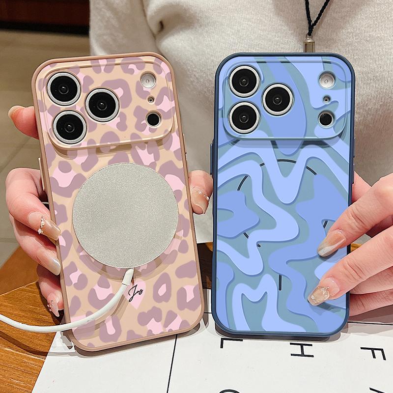 Чехол для телефона в леопардовую полоску для iPhone 17 Pro Max Funda iPhone 16 15 14 13 Pro Max Магнитный для Magsafe Гибридный Тонкий Матовый Чехол
