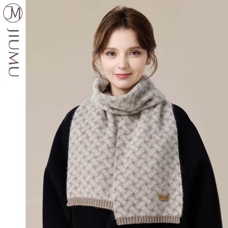 JIUMU Women's Warm Jacquard Cashmere Scarf