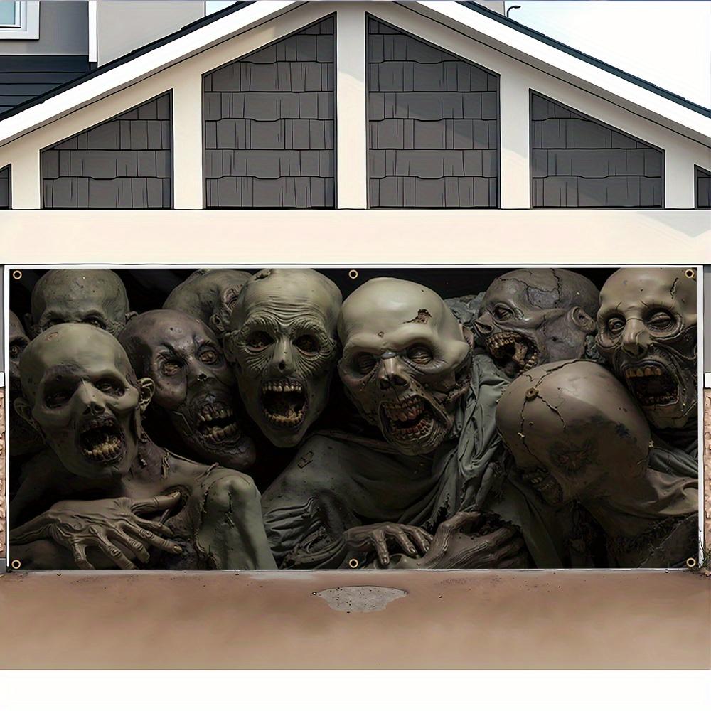 2D banner 1 piece, Halloween giant ghost, garage door decoration, outdoor wall decoration photo, Halloween decoration