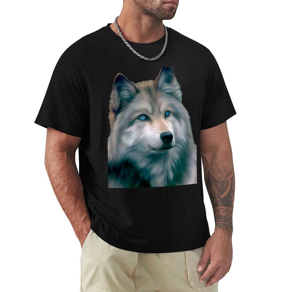 Wolf Painting Tshirt Work Daily Short Sleeve Top