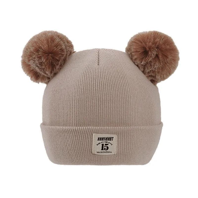 Зимние детские теплые вязаные шапки с помпоном детские вязаные шапки бини однотонные детские шапки для мальчиков и девочек аксессуары