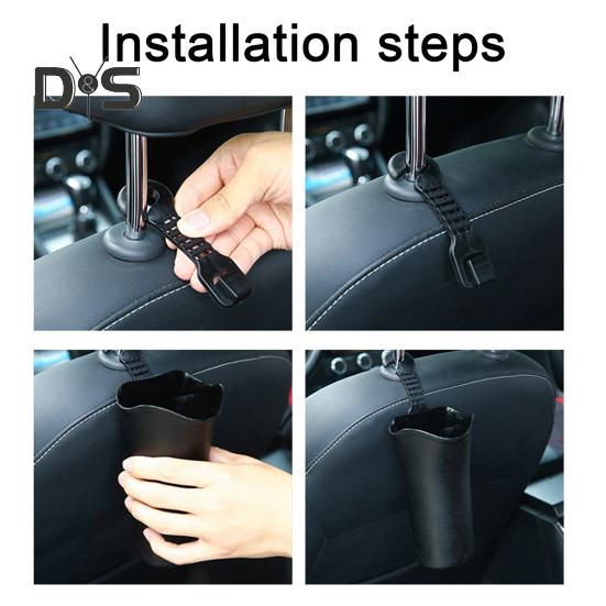 Car Umbrella Storage Holder Back Seat Headrest Mount Hanging Hook Multifunctional Auto Trash Can Garbage Bin Organizer Car Supplies