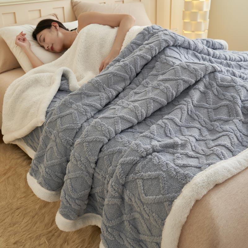 All Season Coral Fleece Blanket Thick Lamb Wool Throw Blanket Soft Warm Sofa Blanket Office Nap Blanket Student Dorm Blanket