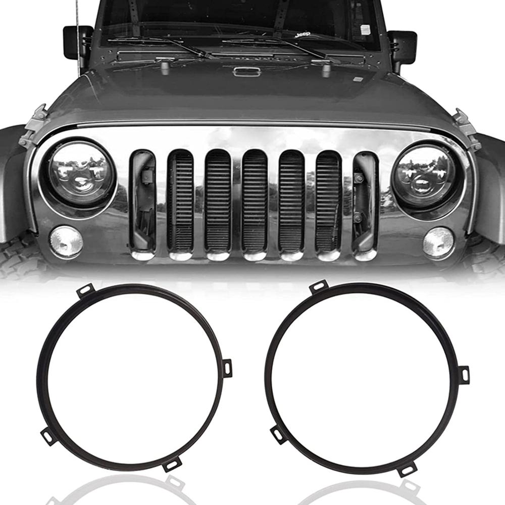 2 шт. 7-дюймовое монтажное кольцо для фары, черное, круглое, для Jeep Wrangler JK 2007-18