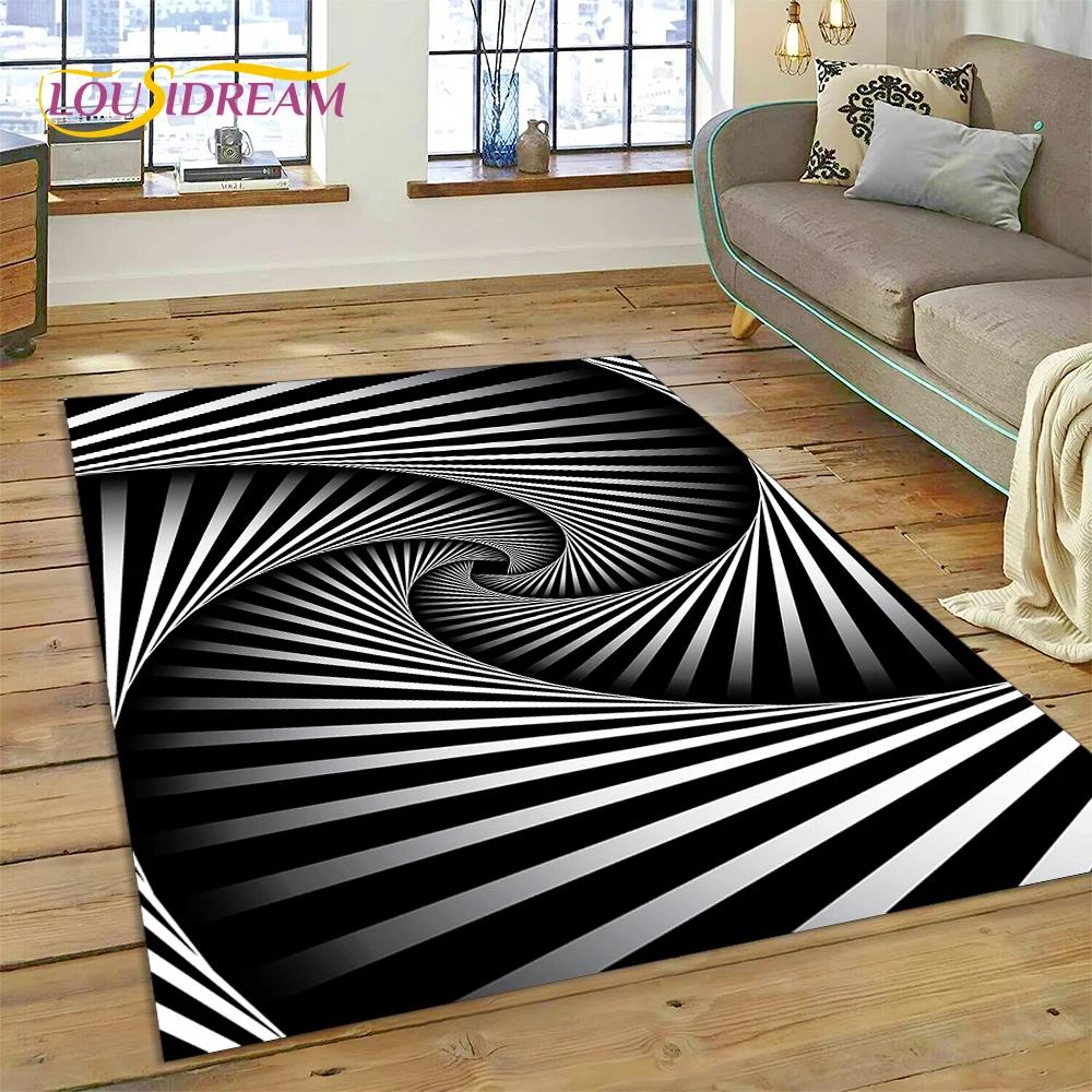 3D Vortex Visual Illusions Ковер Ковер для гостиной Спальня Домашний декор, Напольный коврик Нескользящее украшение для дивана Кухня Коврик