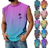 Мужская летняя майка без рукавов с принтом, круглым вырезом и градиентом, спортивная, в стиле кэжуал