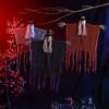 Halloween Hanging Skull Realistic Skull Ghost Decoration with Long Hair Poseable Wire Spooky Hanging Skeleton Prop for Halloween Party
