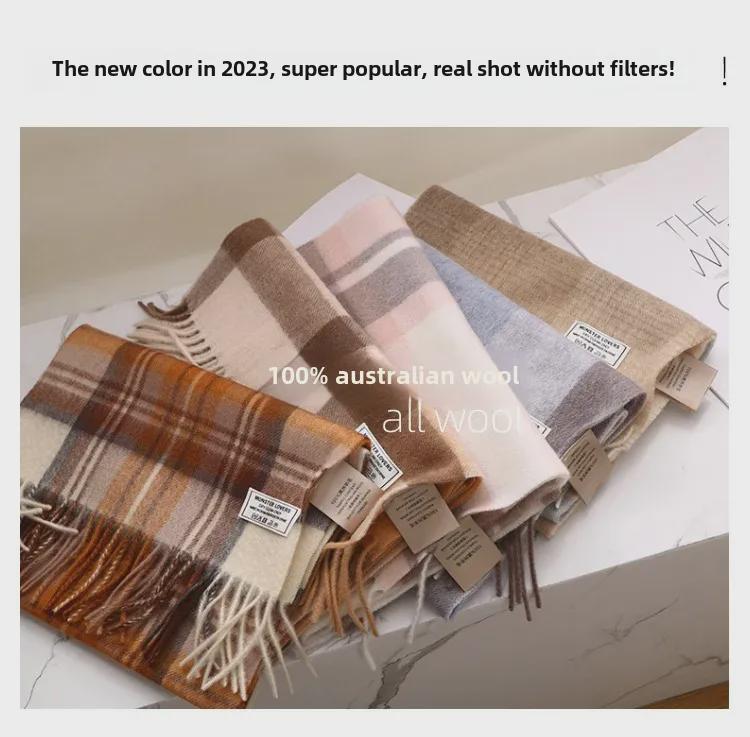 100% Wool Plaid Scarf for Women and Men - Warm, Stylish Gift for Winter