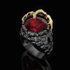 Chenrui Gothic Punk Ruby Dragon Men's Gold Two-Tone Ring
