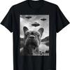 Funny French Bulldog Selfie with UFOs Weird Puppy Dog T-Shirt