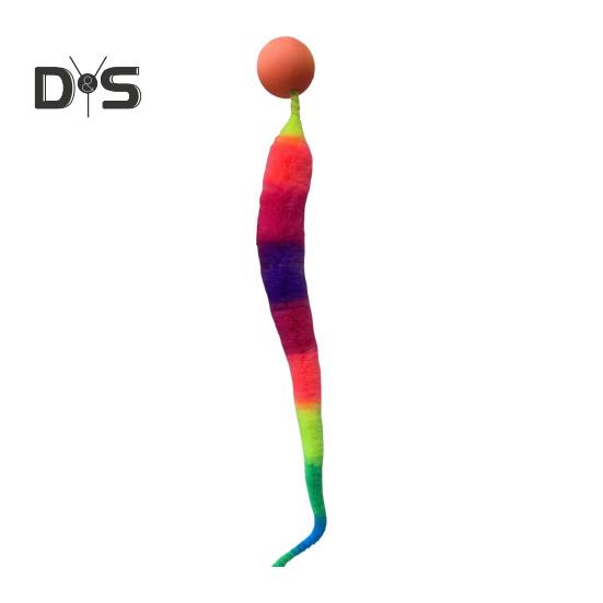 Интерактивный прыгучий мяч с хвостом, разноцветный пушистый червяк, прыгучий мяч для кошек, игрушка для преследования кошек в помещении в виде радужного червяка