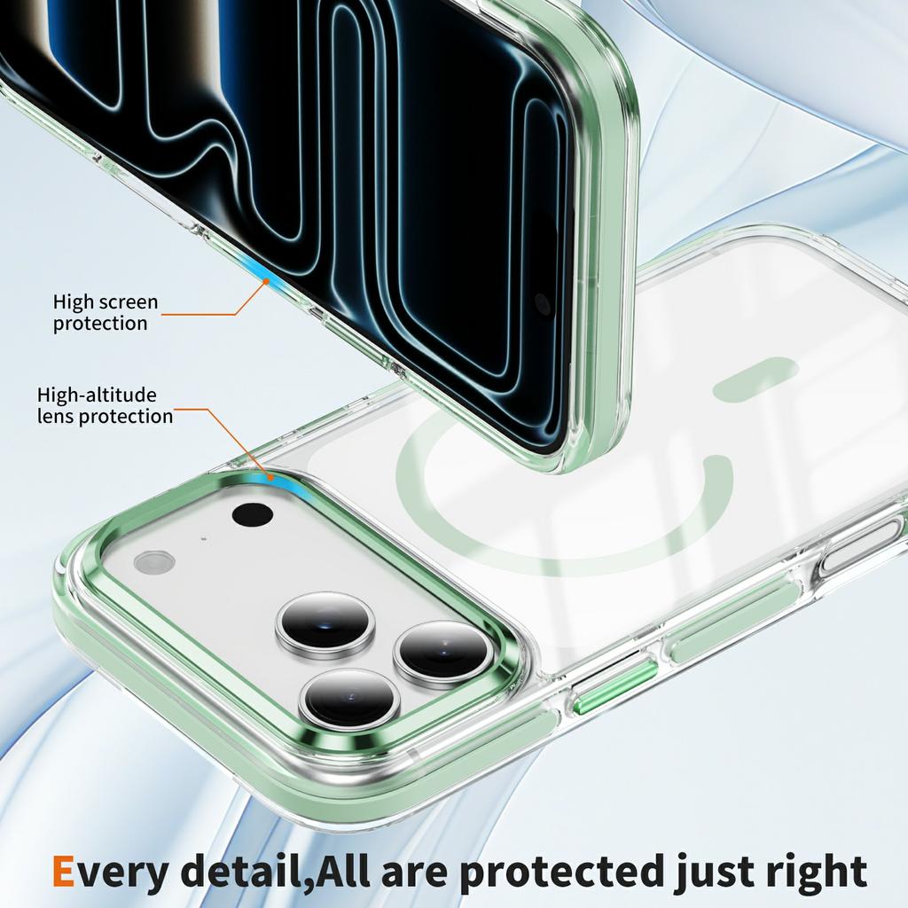 For iPhone 17 Pro Max Case Compatible with MagSafe TPU PC Acrylic Shockproof Clear Phone Back Cover