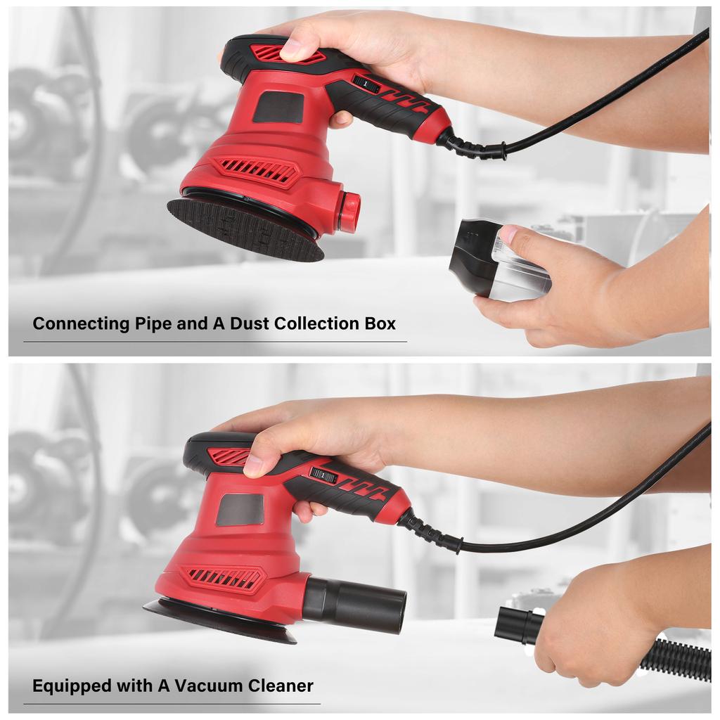 Эксцентриковая шлифовальная машина, 300 Вт, 2,5 А, орбитальная шлифовальная машина с 6 регулируемыми скоростями, 13000 об/мин, 20 шт.