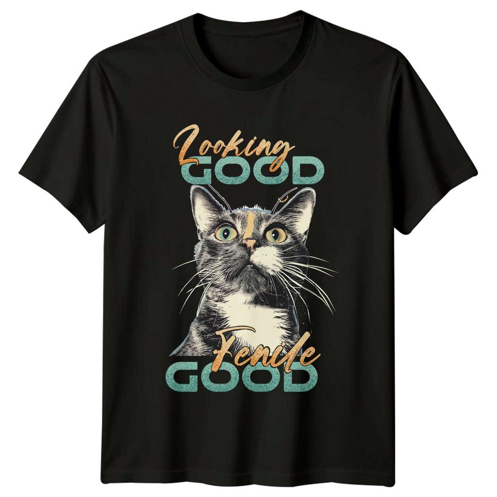 Looking Good Feeling Good Cat Portrait Graphic T-Shirt