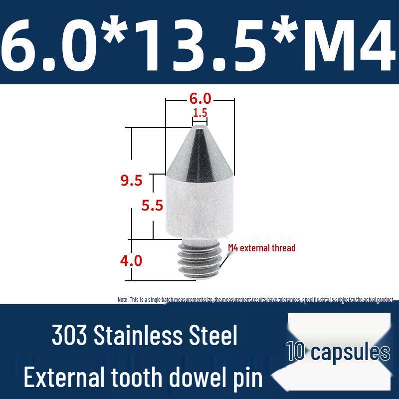 Stainless Steel External Thread Dowel Pin with Tapered/Round/Flat Head, Locating Column M3/M4/M5/M6