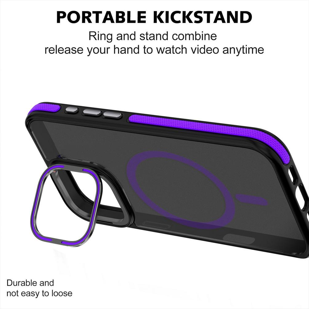 Чехол Magsafe Magnet Wireless Charging Case для iPhone 16 Pro Max 15 14 13 12 11 с металлическим держателем, жесткой защитой, подставкой для камеры, противоударным защитным чехлом