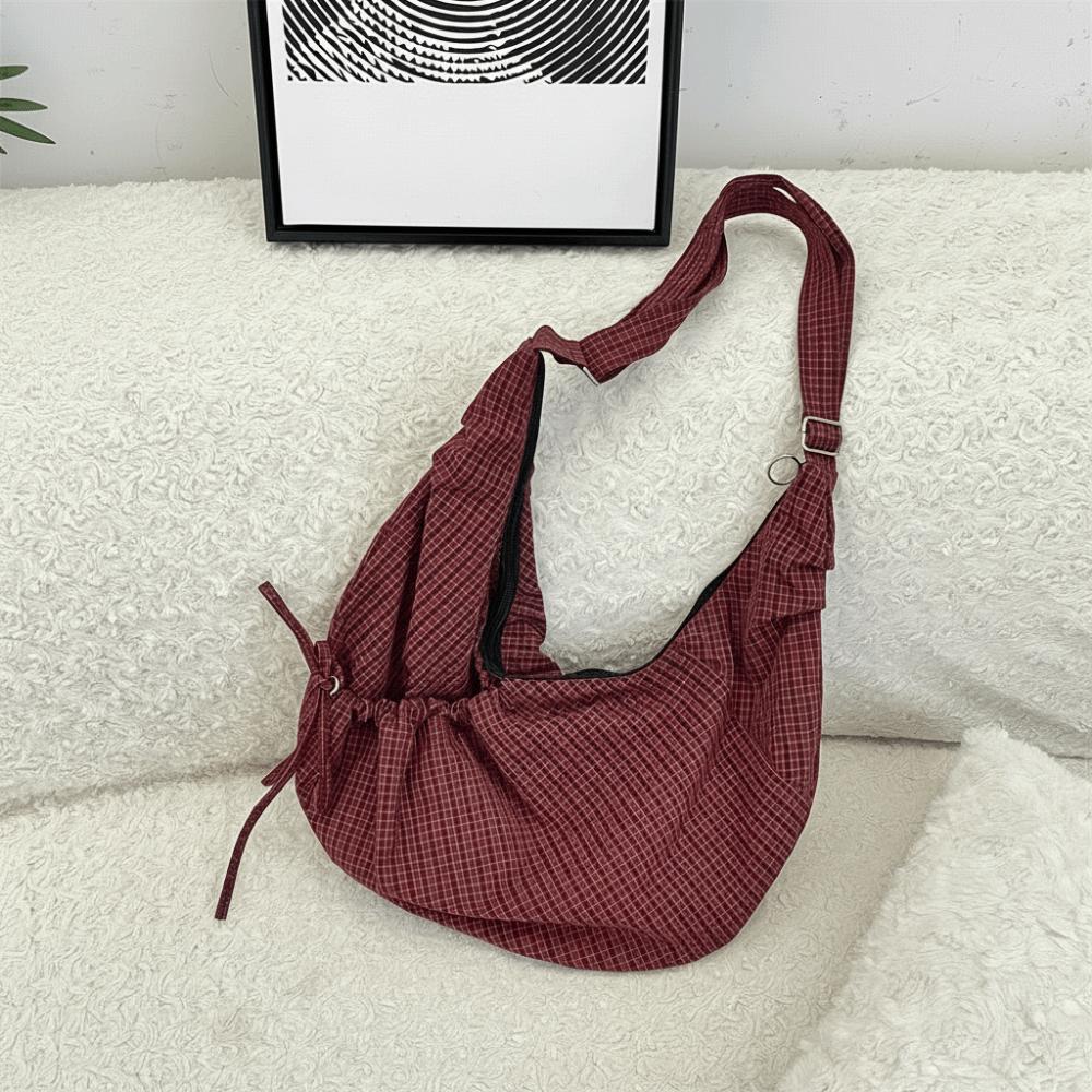 Lightweight Pleated Shoulder Bag Korean Style Canvas Dumpling Bag Ladies/Girls