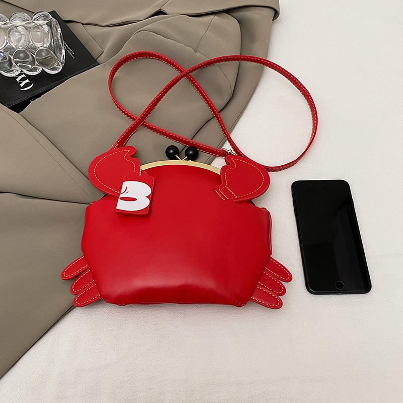 Женская сумка-краб через плечо - Регулируемый плечевой ремень, Глянцевый красный клатч в форме краба, Забавная сумка-кроссбоди в виде животного, Легкая, Модная и креативная