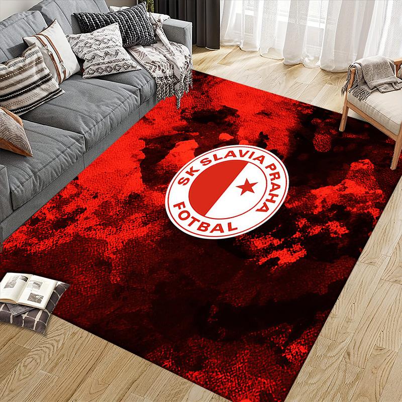 SK Slavia Praha Flannel Pattern Square Carpet,Area Rug,Carpet Rug for Living Room Bedroom Sofa Playroom Decor,Non-slip Floor Mat