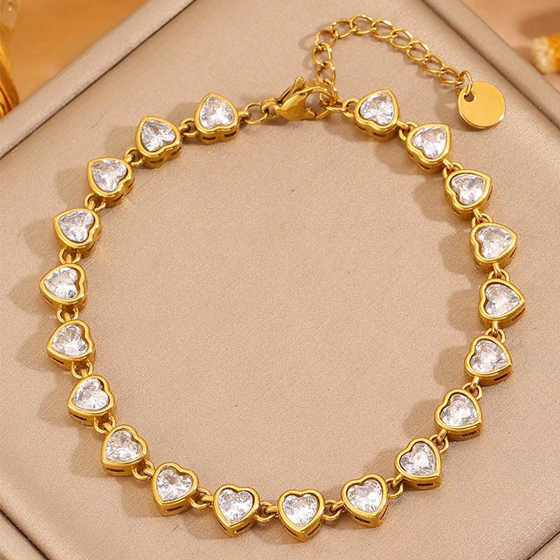 Роскошный браслет с четырехлистником: Позолоченная 18K, Невыцветающая Титановая Сталь с Алмазными Акцентами