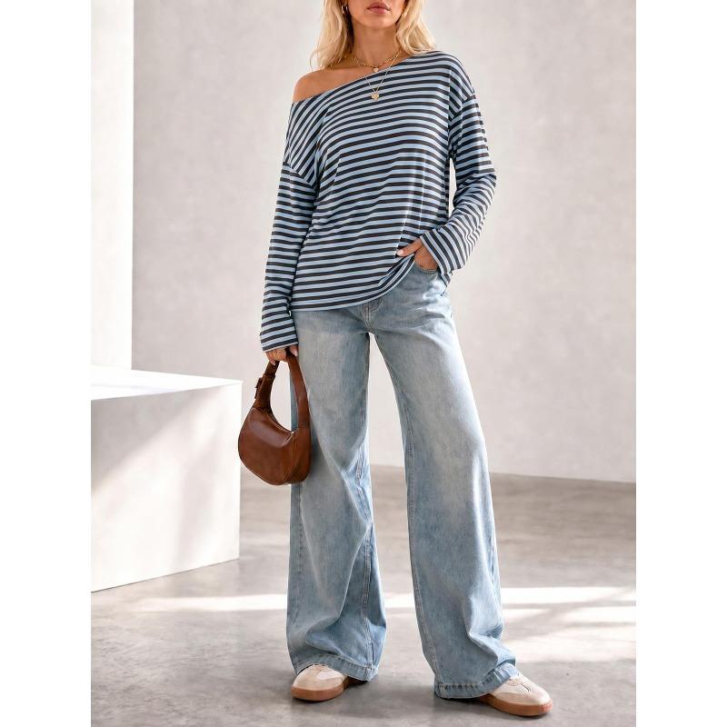 Women S Striped Color Block Casual Long Sleeve T Shirt