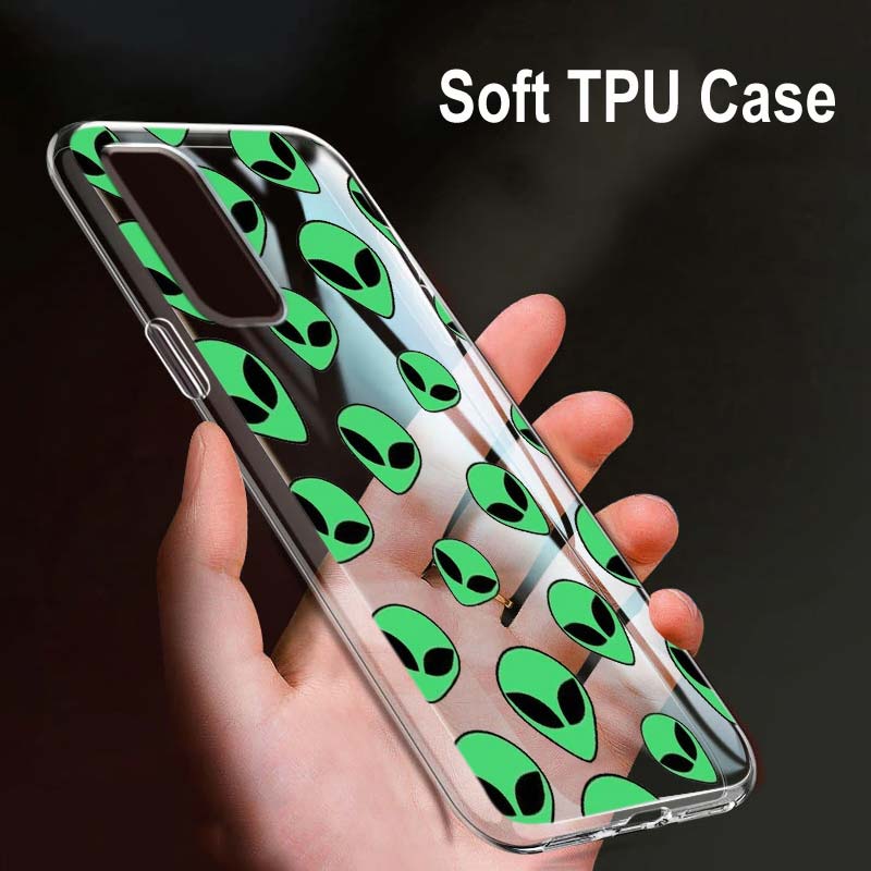 Cartoon Alien Art For OPPO Reno7 SE 6 5 Z F 4G 5G Find X2 X3 Neo Lite Pro Plus Transparent Soft Phone Case Coque