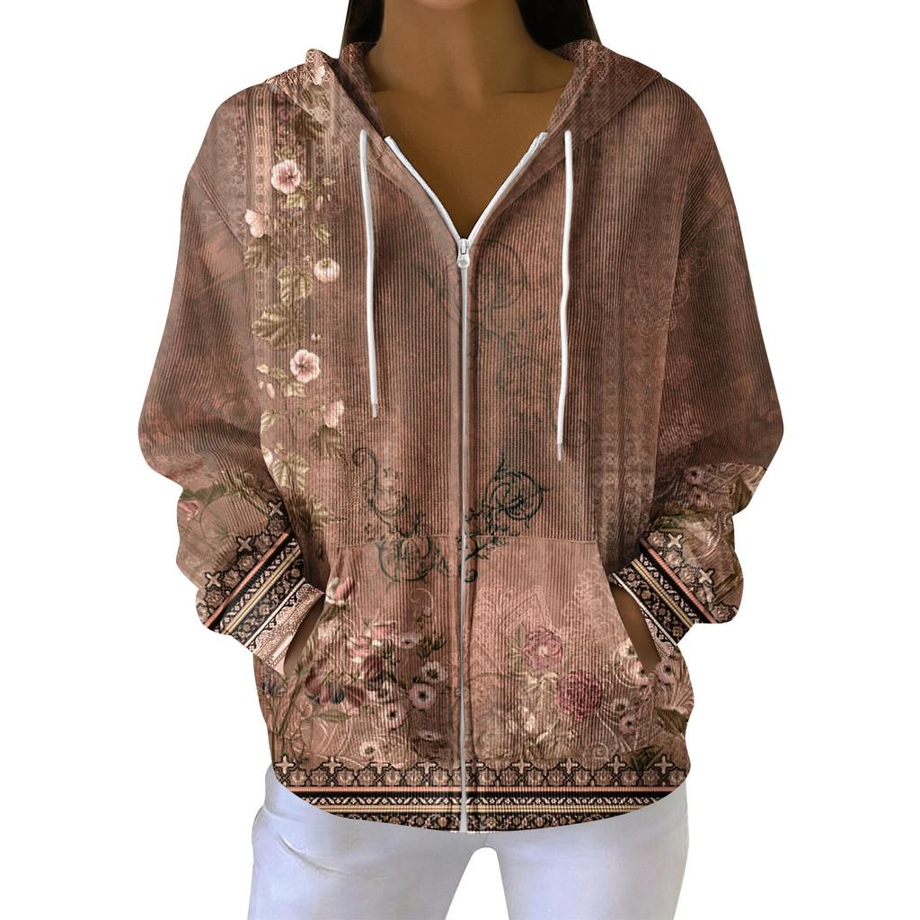 Женская повседневная модная вязаная толстовка с длинными рукавами и застежкой-молнией, с рождественским принтом