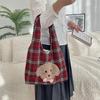 11 осень и зима новая вышитая щенок милая клетчатая сумка через плечо досуг студент класс сумочка