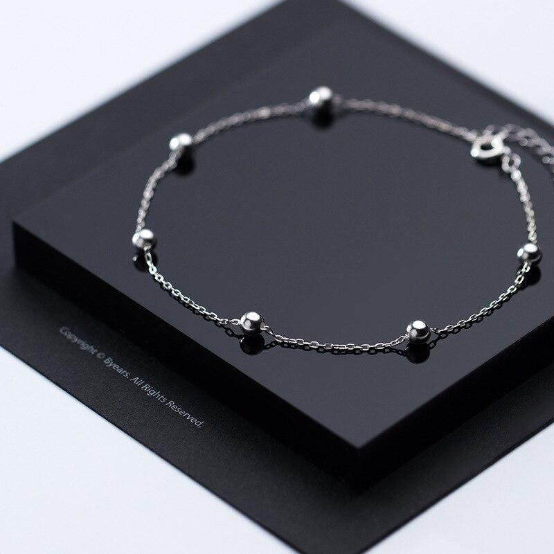 Браслет-цепочка из стерлингового серебра 925 пробы с круглыми бусинами и браслетом для женщин, элегантные украшения для вечеринок и свадеб, браслеты Sl215