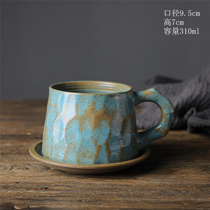 Набор керамической кофейной чашки и блюдца, Ретро керамическая чашка для послеобеденного чая, Простая керамическая кофейная чашка в японском стиле