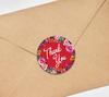 Darling Souvenir Round 45 Pcs Floral & Vines Border Black Thank You Stickers Envelope Seal-1.6
