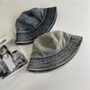 Spring and Autumn Denim Washed Solid Color Bucket Hat Women's Trendy Retro Versatile Face Small Hat Simple Sunshade Sunscreen Basin Hat